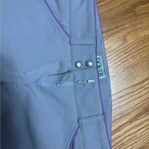 Dover Gray Riding Pants with Purple Trim